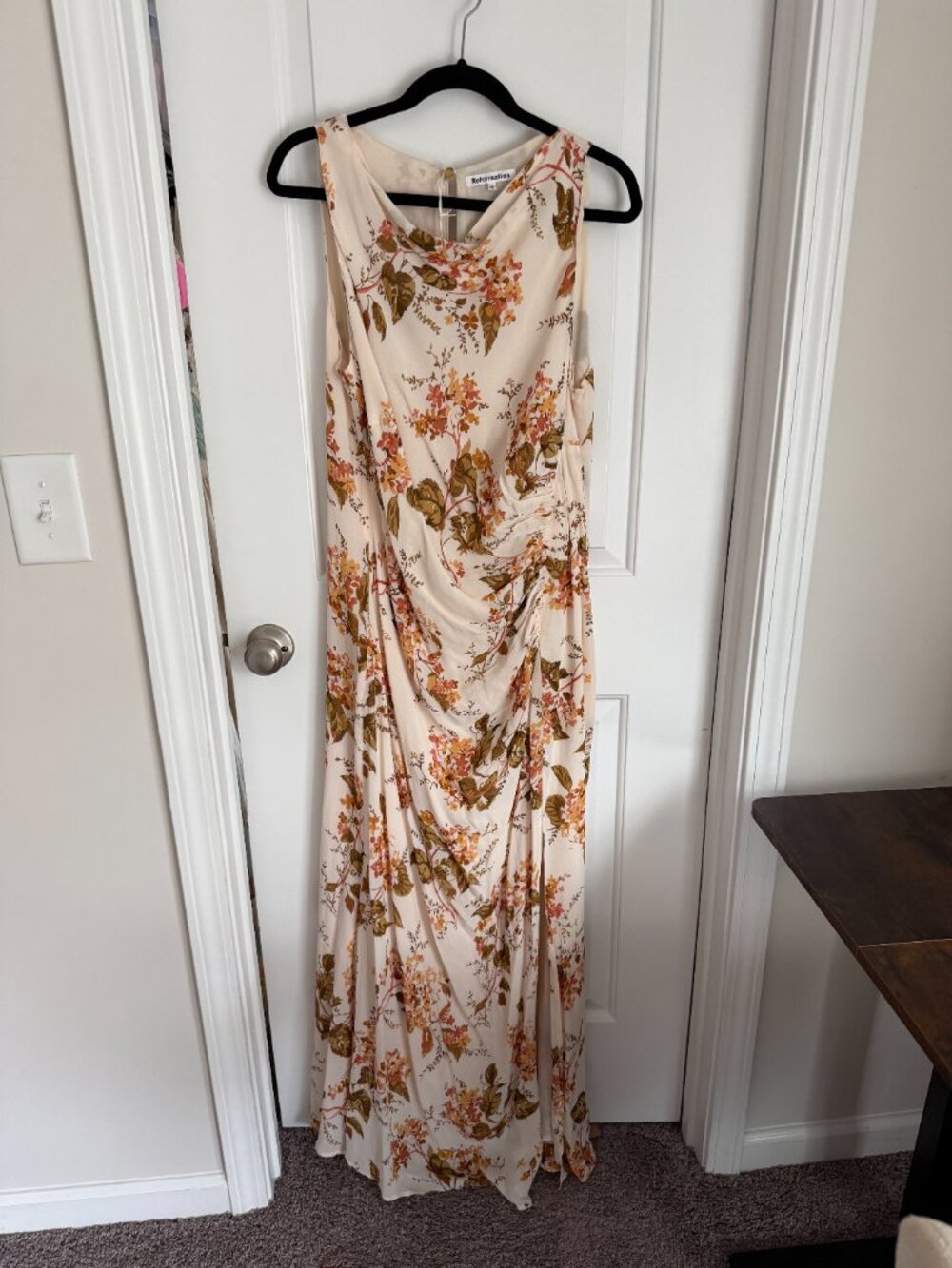 Reformation Brown/Cream Floral Maxi Dress NWT 14 - Picture 6 of 6